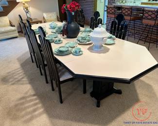 Vintage Italian Black Lacquer Dining Room Set