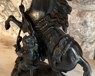 Bronzed Patina Horses of Marly Spelter Sculptures