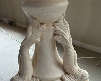 Vintage Architectural Carved Fountain of Figural Boy with Dolphins