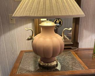 Vintage Table Lamp with Brass Dolphin Accents