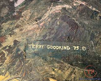 Original Oil on Canvas Mountain Scene by TERRY GOODKIND (Author of SWORD OF TRUTH Series)