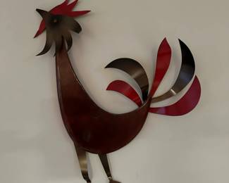 Vintage MCM Fighting Roosters Wall Art