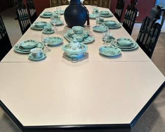 Vintage Italian Black Lacquer Dining Room Set