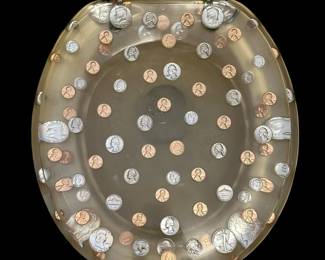 Vintage Lucite COIN Toilet Seat with MORGAN and PEACE Dollars