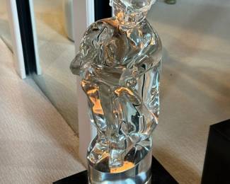LORENDANO ROSIN (Italy 1936 - 1991) MURANO Art Glass Seated Figural Sculpture on Lighted Pedestal