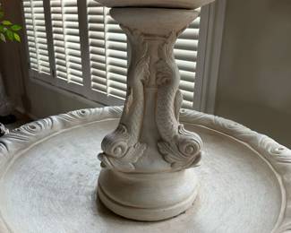 Vintage Architectural Carved Fountain of Figural Boy with Dolphins