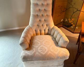 Vintage Tufted Custom Upholstered Throne Chair