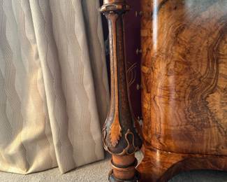 Antique 1850's Victorian Burl Walnut Desk/Davenport/Cabinet with Carved Supports