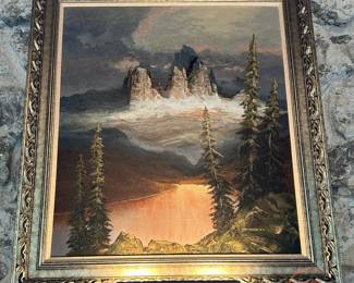Original Oil on Canvas Mountain Scene by TERRY GOODKIND (Author of SWORD OF TRUTH Series)