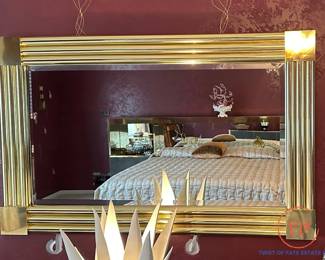Large Brass Hollywood Regency Wall Mirror