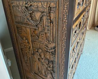 Vintage Carved Chinese 7 Drawer Chest