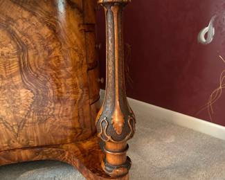 Antique 1850's Victorian Burl Walnut Desk/Davenport/Cabinet with Carved Supports