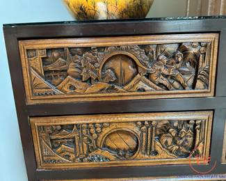 Vintage Carved Chinese 7 Drawer Chest