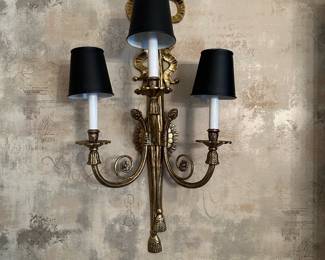 Hollywood Regency Brass Candle Wall Sconce