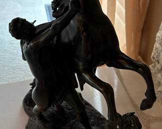 Bronzed Patina Horses of Marly Spelter Sculptures