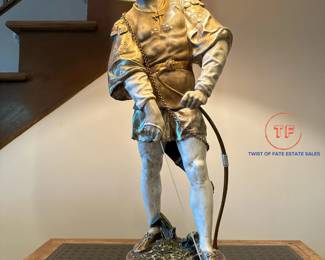 Vintage MARBRO Figural Lamp of Archer (after EMILE LOUIS PICAULT) with Original Shade