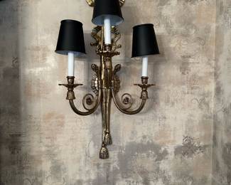 Hollywood Regency Brass Candle Wall Sconce