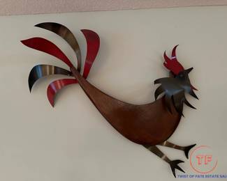 Vintage MCM Fighting Roosters Wall Art
