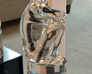 LORENDANO ROSIN (Italy 1936 - 1991) MURANO Art Glass Seated Figural Sculpture on Lighted Pedestal