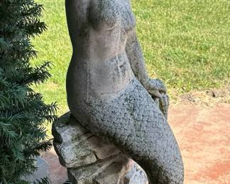 Concrete Mermaid Figural Garden Statue