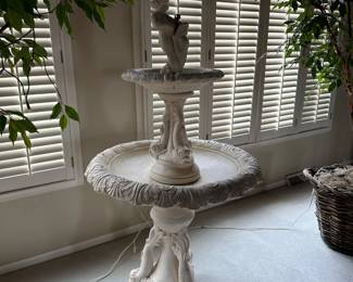 Vintage Architectural Carved Fountain of Figural Boy with Dolphins