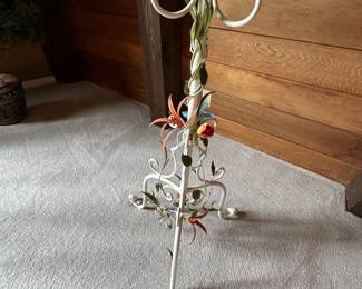 Vintage Floor Standing Birdcage with Metal Leaves