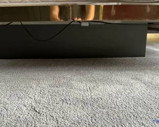 ELLO Hollywood Regency Brass and Smoked Glass Headboard with King Size Bed