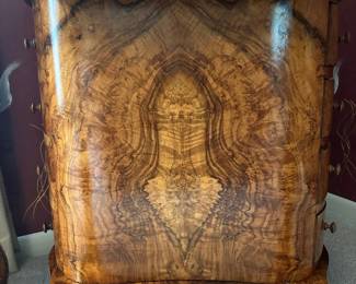 Antique 1850's Victorian Burl Walnut Desk/Davenport/Cabinet with Carved Supports