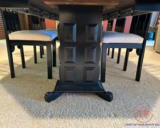 Vintage Italian Black Lacquer Dining Room Set
