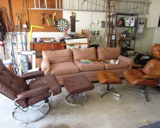 Selig Mid Century Lounge Chair with ottoman and Ekornes Mid Century Modern Lounge chair with ottoman