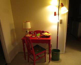 Cute red vintage desk and chair