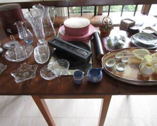 Lot's of vintage china and crystal.....many strawberries