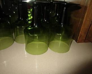Green mid century glassware