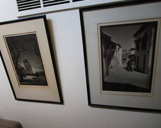 Wall of b/w vintage framed original photos