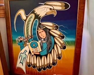 1 of 2 Signed 1995 Lloyd Kakekapetum Native American paintings 