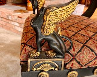 1 of 4 Matching Empire chairs w/Female Griffin on each arm