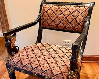 1 of 4 Matching Empire chairs w/Female Griffin on each arm