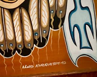 1 of 2 Signed 1995 Lloyd Kakepetum Native American paintings 