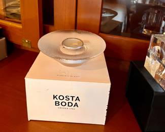 Kosta Boda crystal candle holder w/box