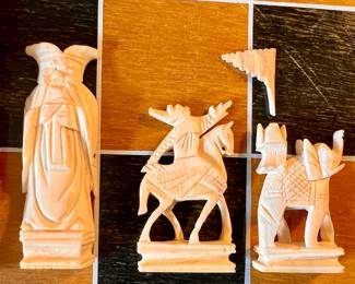 Vtg. Hand carved Chinese chess set