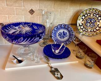 Taille Main Souffle Bouche - Blue crystal bowl France 