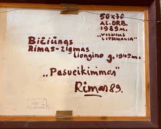 Back of canvis - Lithuanian artis Rimas Biciunas oil painting 