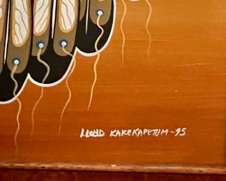 1 of 2 Signed 1995 Lloyd Kakekapetum Native American paintings 