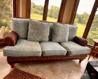 Lexington Rattan couch w/matching chair and ottoman