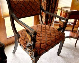 1 of 4 Matching Empire chairs w/Female Griffin on each arm