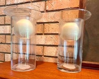 2 of 4 glass candle holders 