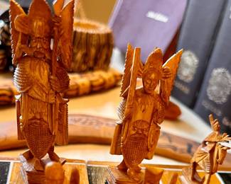 Vtg. Hand carved Chinese chess set