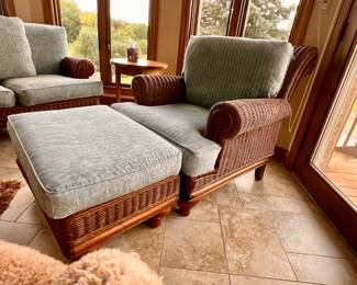 Lexington Rattan couch w/matching chair and ottoman