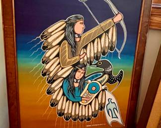 1 of 2 Signed 1995 Lloyd Kakekapetum Native American paintings 