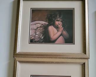 Nancy Noel Framed Signed Embossed Angel Baby Cherub Print/Litho